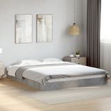 vidaXL Bedframe - Bewerkt Hout - Betongrijs - 160x200 cm
