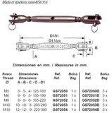 Goldenship Spanschroeven RVS 8mm (GS72052)