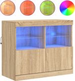 vidaXL Dressoir met LED-verlichting, Sonoma eiken, 81x37x67 cm