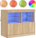 vidaXL Dressoir met LED-verlichting, Sonoma eiken, 81x37x67 cm