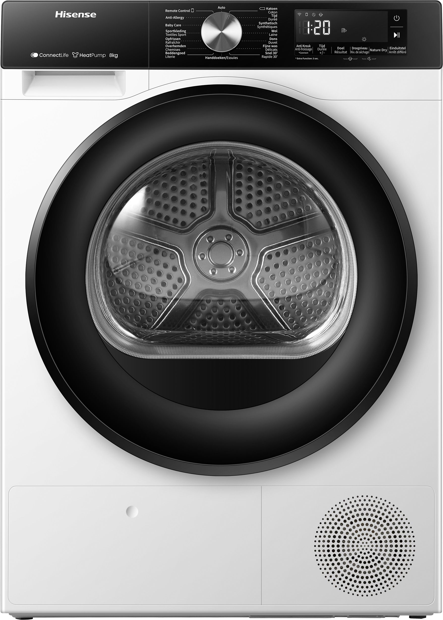 Hisense DH3S802BW3 - Warmtepompdroger - 8kg - A+++ - ConnectLife - Wit