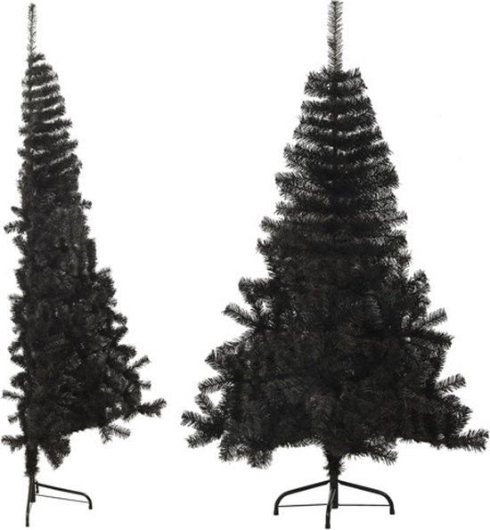vidaXL Kunstkerstboom Half 150 cm PVC Zwart