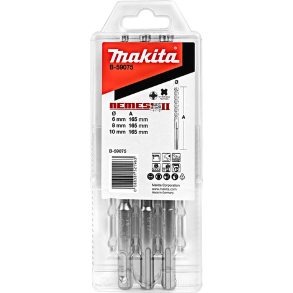 Makita 3-delige Borenset P4S: SDS-plus 6 t/m 10 mm