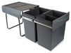 Poubelle de cuisine - 2 compartiments coulissants de 20 litres - Total 40 litres - Acier et plastique - Gris anthracite