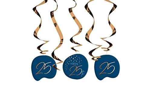 Folat 66525 Hangdecoratie Elegant True Blue 25 Jaar - 5 stuks