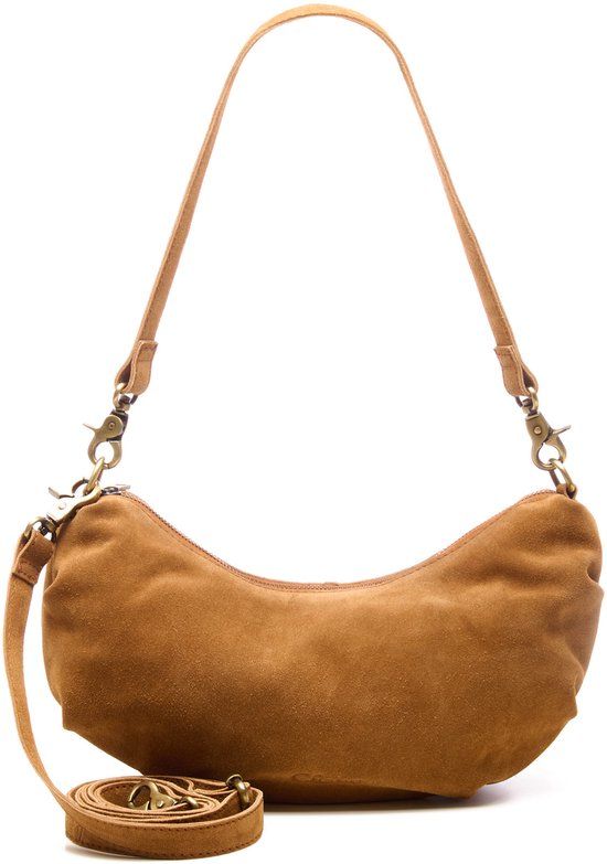 Chabo Bags & More Chabo Bags Bobby Banana Bag Crossbody Schoudertas Suède Cognac