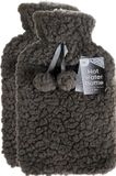 DID Warmwaterkruik - 2x - met zachte pluche hoes - donkergrijs - 2L - kruik