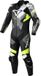 Macna Ignite geperforeerd eendelig motorfiets lederen pak - Zwart/wit/neon-geel - Maat 48