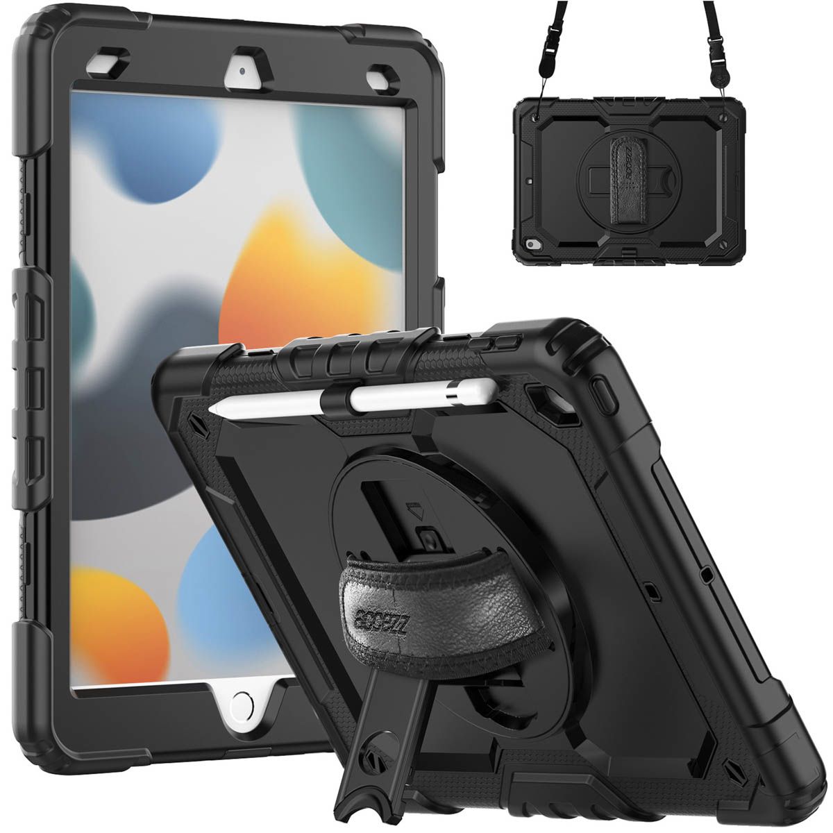 Accezz Rugged Backcover with Shoulder Strap for iPad 10.2 (2019/2020/2021) - Black