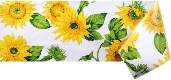 Raved Tafelzeil Zonnebloem 140 x 260 cm - Geel - PVC - Afwasbaar