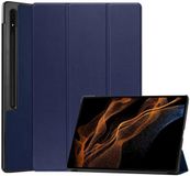 Samsung Housse pour Tablette Convient pour Samsung Galaxy Tab S10 Ultra / S9 Ultra | Étui à rabat avec support | Étui de protection en similicuir | Tri-fold | Bleu
