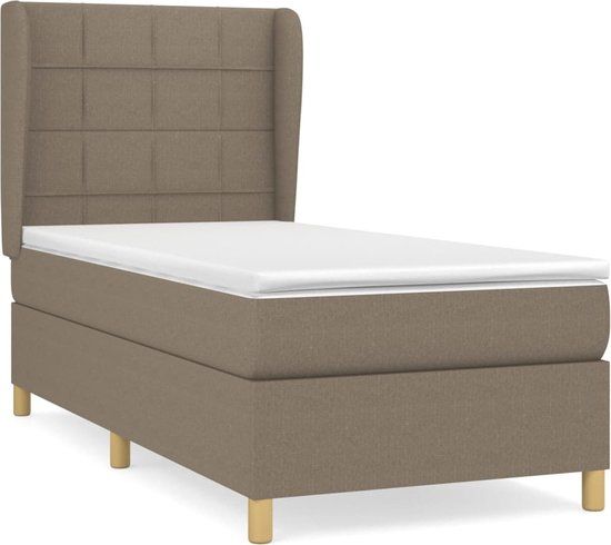 vidaXL Boxspring met matras stof taupe 100x200 cm