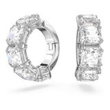 Swarovski Millenia clip oorbellen, Square slijpvorm, Wit, Rodium toplaag