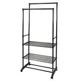 Galileo Casa Multistand kleerhanger met 2 stangen, 4 wielen, 3 legplanken, in hoogte verstelbaar, tot 160 cm, bestelling, medium