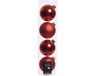 Decoris Kerstballen - 4 stuks - Rood - 10 cm - Glas