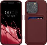 kwmobile telefoonhoesje geschikt voor iPhone 15 Pro - Hoesje met pasjeshouder - TPU case in wijnrood