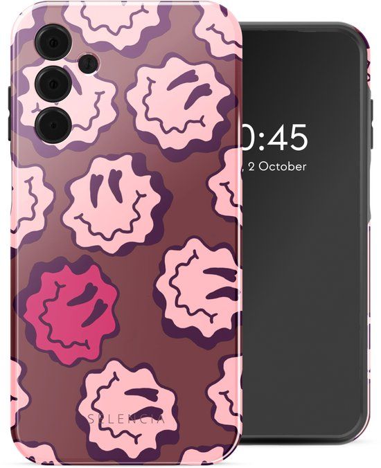 Selencia Hoesje - Geschikt voor Samsung Galaxy A15 (4G) / A15 (5G) - Backcover - Wavy Smiley Pink