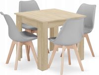 LEOBERT Table à manger NP 80x80 Chêne Sonoma Couleur + 4 Chaises MARK Gris