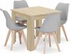LEOBERT Table à manger NP 80x80 Chêne Sonoma Couleur + 4 Chaises MARK Gris