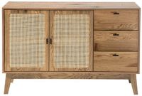 CaliCosy Buffetkast 2 deuren 3 laden met rieten fronten L120 cm - ALIA