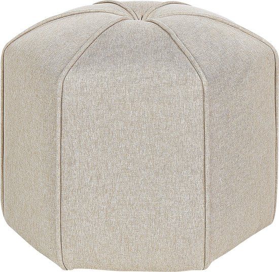 Beliani Poef Rond Beige Linnen Design - 45 cm