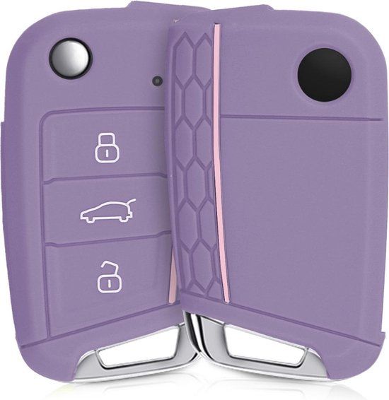 kwmobile autosleutel hoesje voor VW Golf 7 MK7 3-knops autosleutel - Pastel lila / poederroze