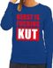 Bellatio Decorations Foute kersttrui / sweater Kerst Is Fucking Kut - blauw voor dames - Kersttruien M
