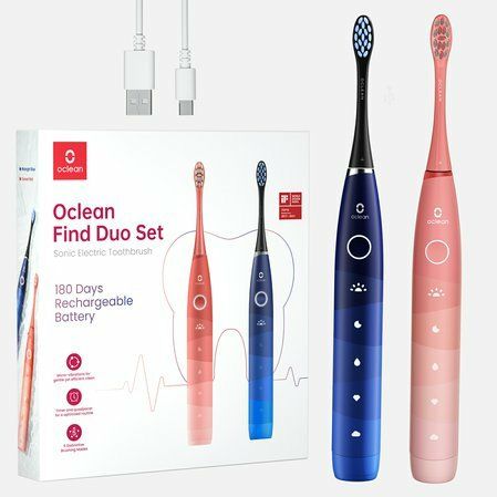 Oclean Flow Find Duo Set - Sonische tandenborstel voor volwassenen - Blauw/Roze