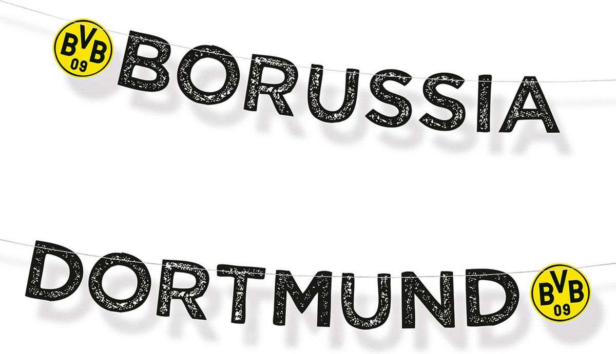 Amscan BVB 9908532 Partyketting, lengte 180 cm, van karton Borussia Dortmund hangketting, voetbal, party, fans, verjaardag