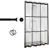 Sealskin Seallux - Douchegordijnstang 80-130 cm met douchegordijn 180x200 cm inclusief 12 ringen - Zwart / Transparant
