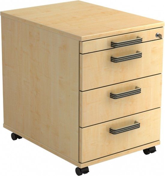 hjh OFFICE PRO Ladeblok - 3 Lades - Verrijdbaar - Esdoorn - 43 x 58 x 59 cm