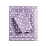 Mi Zone paarse queensize lakenset, polkadots voor kinderen, 100% katoen percal zachte lakenset, plat laken, hoeslaken, kussensloop, ademend alle seizoenen beddengoedset, geschikt voor maximaal 14 inch