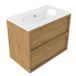 Saniclass Holz Frame Badkamermeubelset - 80x45x73.9cm - Chaci keramische wastafel wit - 1 wasbak - zonder kraangat - 2 lades - mat eiken natural