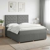 vidaXL Boxspringbed met matras Donkergrijs 140 x 190 cm Stof