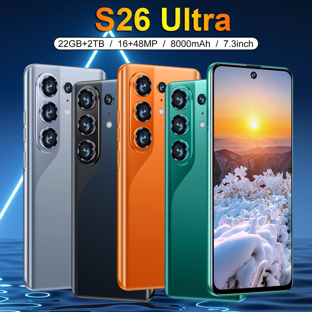 CHOTOG S26 Ultra Smartphone Android 5G 7.3 HD Mobiel 22GB 2TB 7800mAh Octa Core Ontgrendeld Dual SIM 16+48MP Camera