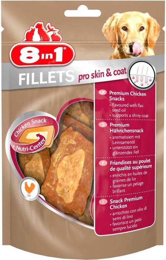 8in1 Fillets Pro Skin & Coat - Kip - Hondensnacks - 80 g