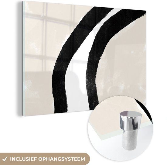 MuchoWow® Glass Painting 90x60 cm - Acrylic Glass Painting - Abstract - Line - Design - Pastel - Photo on Glass - Wall Decoration Living Room - Wall Decoration Bedroom - Paintings