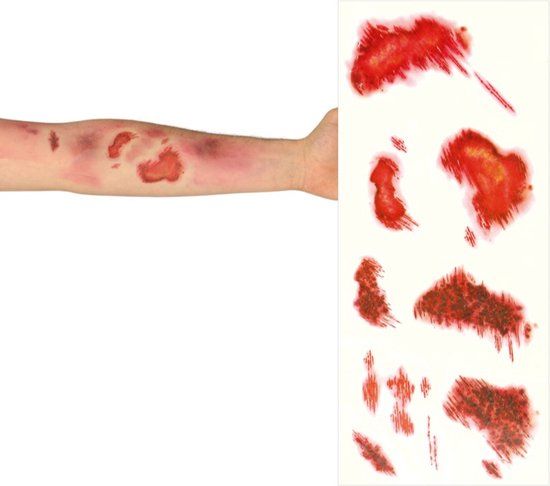Fiestas Guirca Halloween Abrasion Face Tattoo - Red - 1 pc