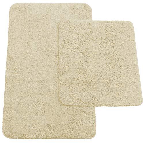 Brandsseller Badmatten set van 2 bestaat uit badmat: ca. 50/80cm en wc-mat ca. 45/50cm - Kleur: Beige