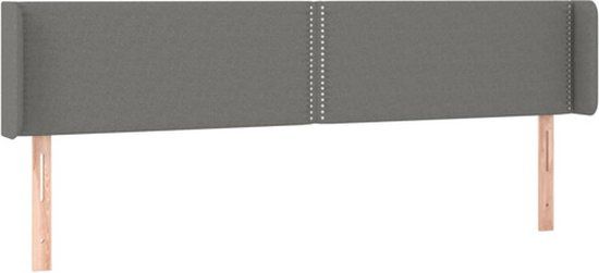 vidaXL Hoofdbord met randen 203x16x78/88 cm stof donkergrijs