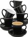 Niboline Cosumy Espressokopjes Set van 6 Zwart met Schoteltjes - Keramiek - Houdt Lang Warm - 70ml