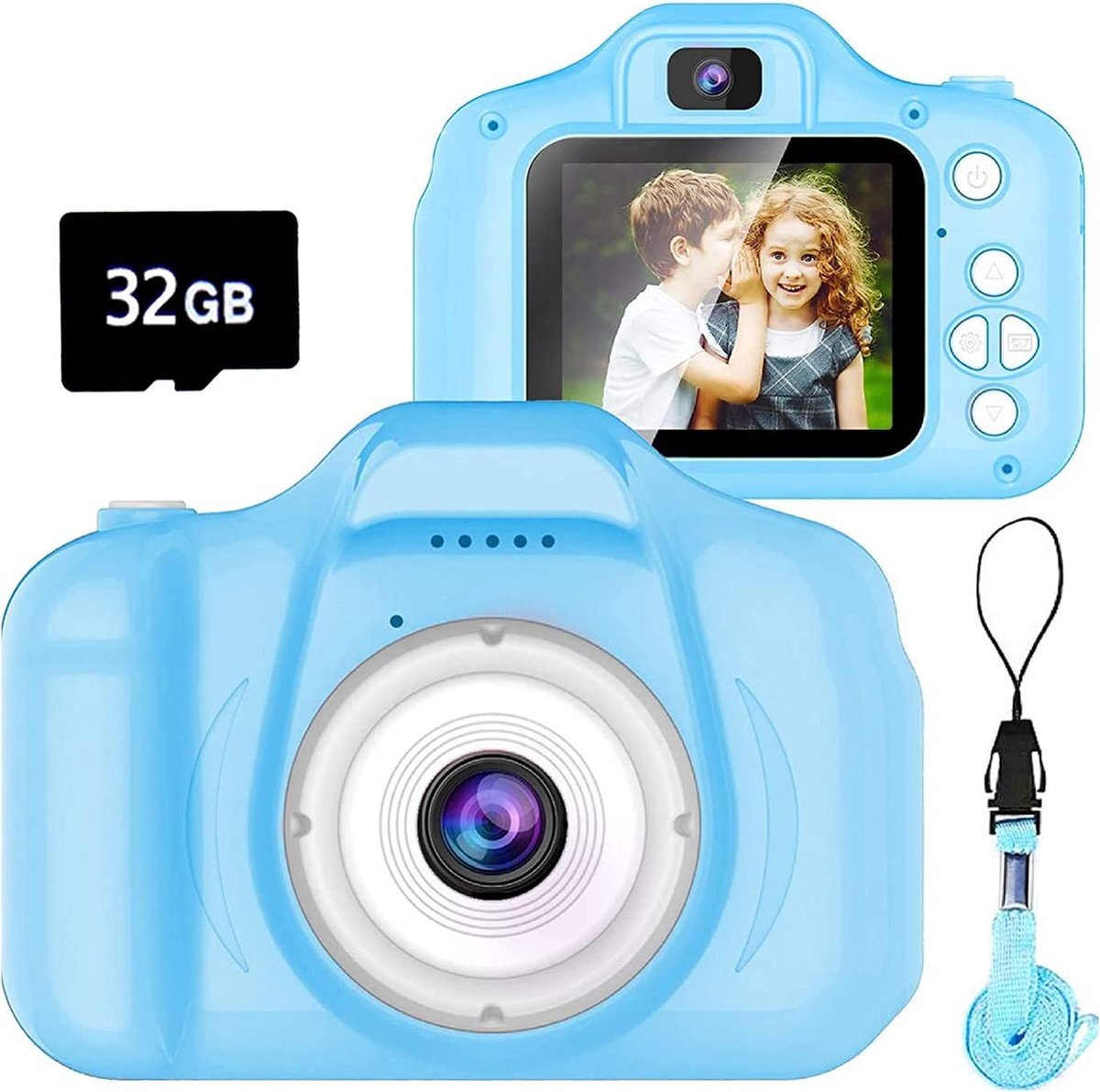 Topco Sales HD Digitale Camera voor Kinderen - Inclusief 32 GB SD-Kaart – Blauw