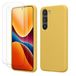 kwmobile hoes met 2x screenprotectors voor Samsung Galaxy S23 – screenprotector van gehard glas – draadloos opladen – stralend geel