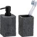 WENKO Villata Soap Dispenser and Toothbrush Cup, Grey, 2-Piece Set