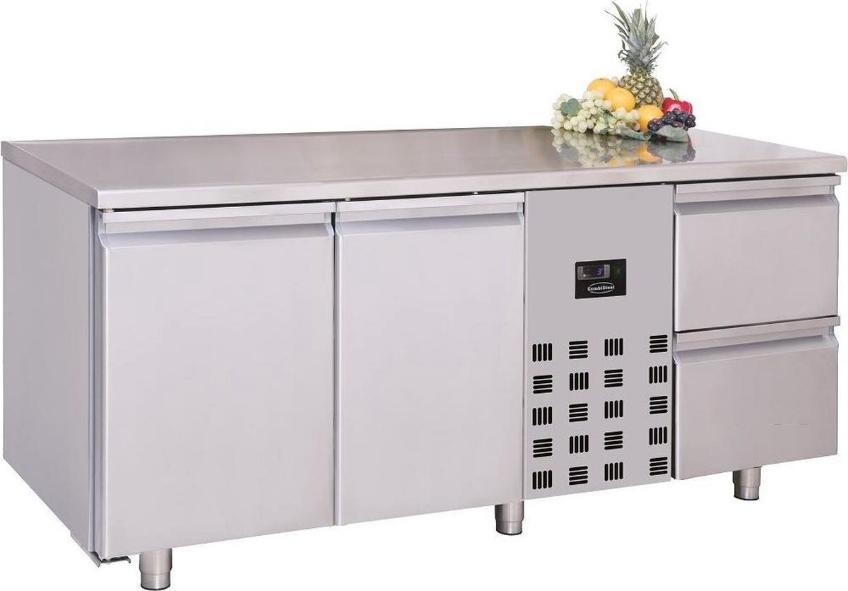 - Professionele Koelwerkbank | 2 deuren & 2 laden | Mono Block | Pro Line | | 7489.5355 | Horeca grijs