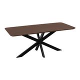 QUVIO Eettafel Sofia - Rechthoekig - Stalen kruispoot - FSC®-gecertificeerd mangohout - 180x90 cm - Bruin