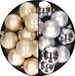 Merkloos / Sans marque Kaemingk B.V. 24x stuks kunststof kerstballen mix van zilver en champagne 6 cm