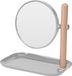 Koopman International Miroir de maquillage rond double face métal gris clair 22 x 14 x 23 cm