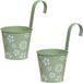 Decoris Bloempotten Ophangbaar - 2x - Zink - 32 x 16 cm - Lichtgroen