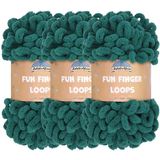 JubileeYarn Fun Vingerlus-garen, polyester, jumbo weight loop garen, 100 g/kluwen, jade, 3 bollen